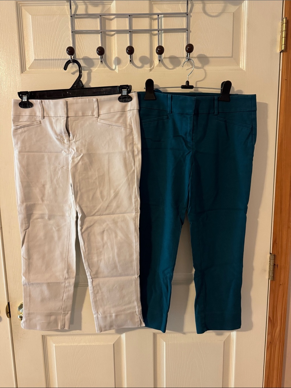 LOFT Marisa Teal and Beige Cropped Riviera Pant